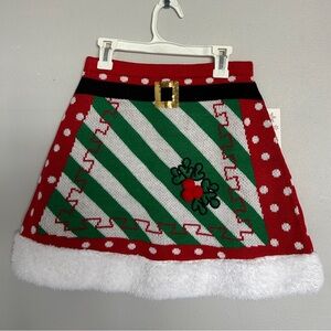 Festive Red and Green Knit Skirt